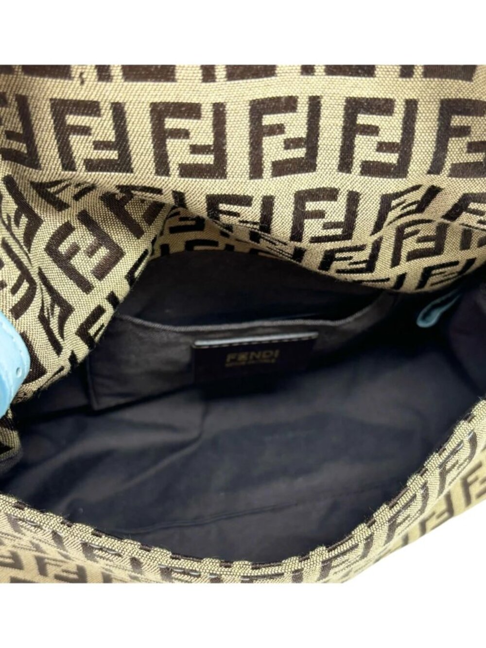 Vintage Fendi Zucchino Mamma Baguette Blue Brown - Picture 9 of 10